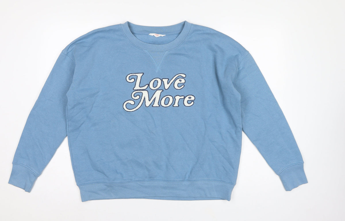 ANYDAY John Lewis Women Blue M Love More Embroidered Sweatshirt