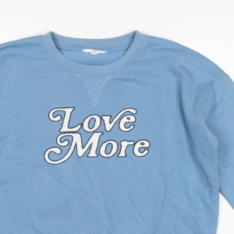 ANYDAY John Lewis Women Blue M Love More Embroidered Sweatshirt