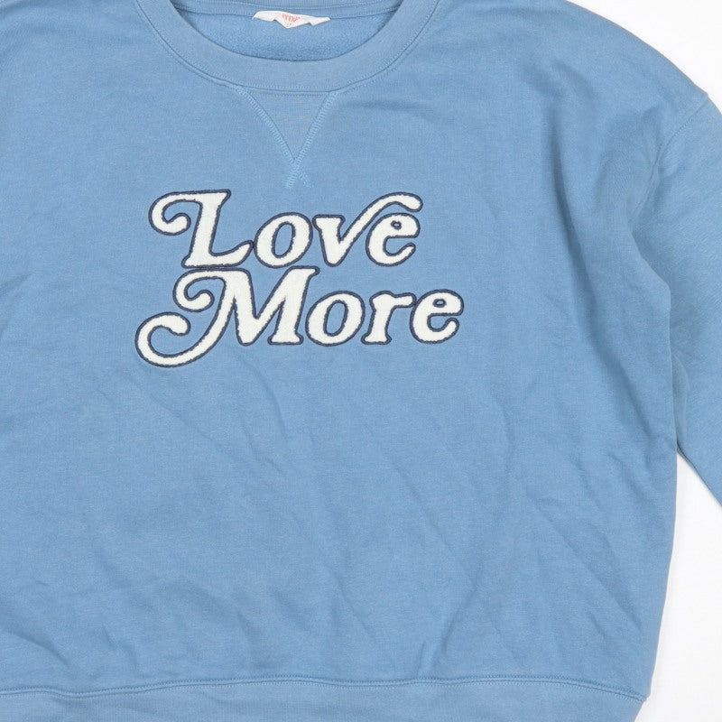 ANYDAY John Lewis Women Blue M Love More Embroidered Sweatshirt