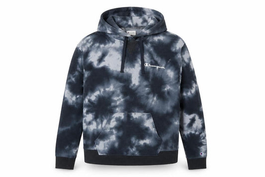 Champion Women’s Blue Tie Dye Logo Hoodie L Pullover Fleece
