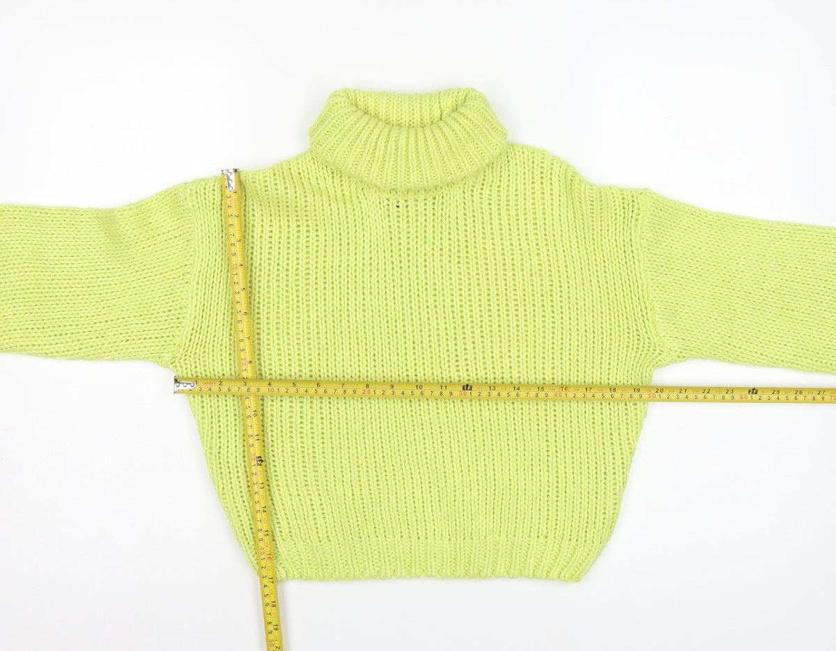 H&M Women Green M Chunky Knit Roll Neck Pullover Jumper