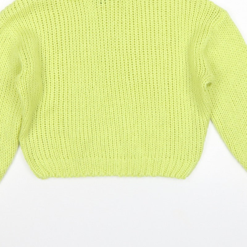 H&M Women Green M Chunky Knit Roll Neck Pullover Jumper