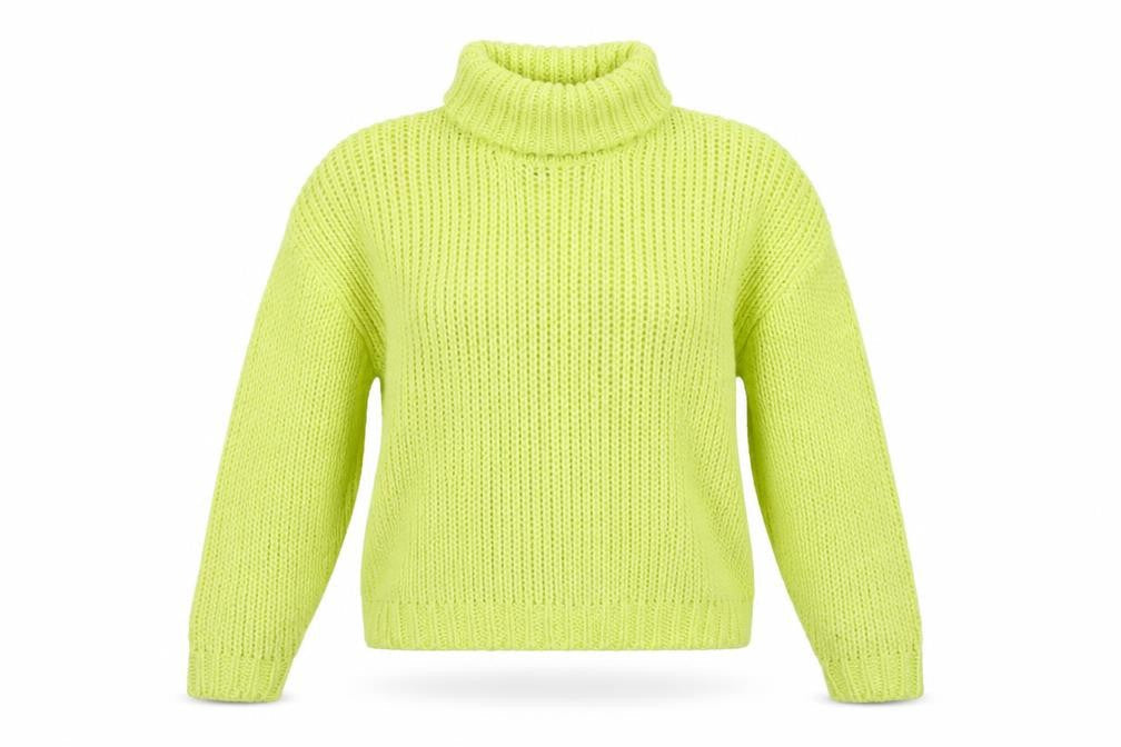 H&M Women Green M Chunky Knit Roll Neck Pullover Jumper