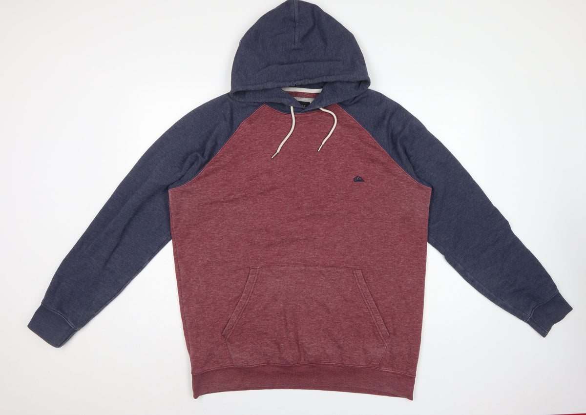 Quiksilver Men’s XL Burgundy Navy Logo Pullover Hoodie