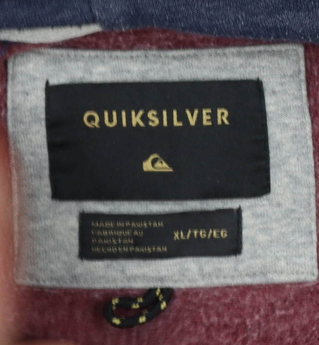 Quiksilver Men’s XL Burgundy Navy Logo Pullover Hoodie