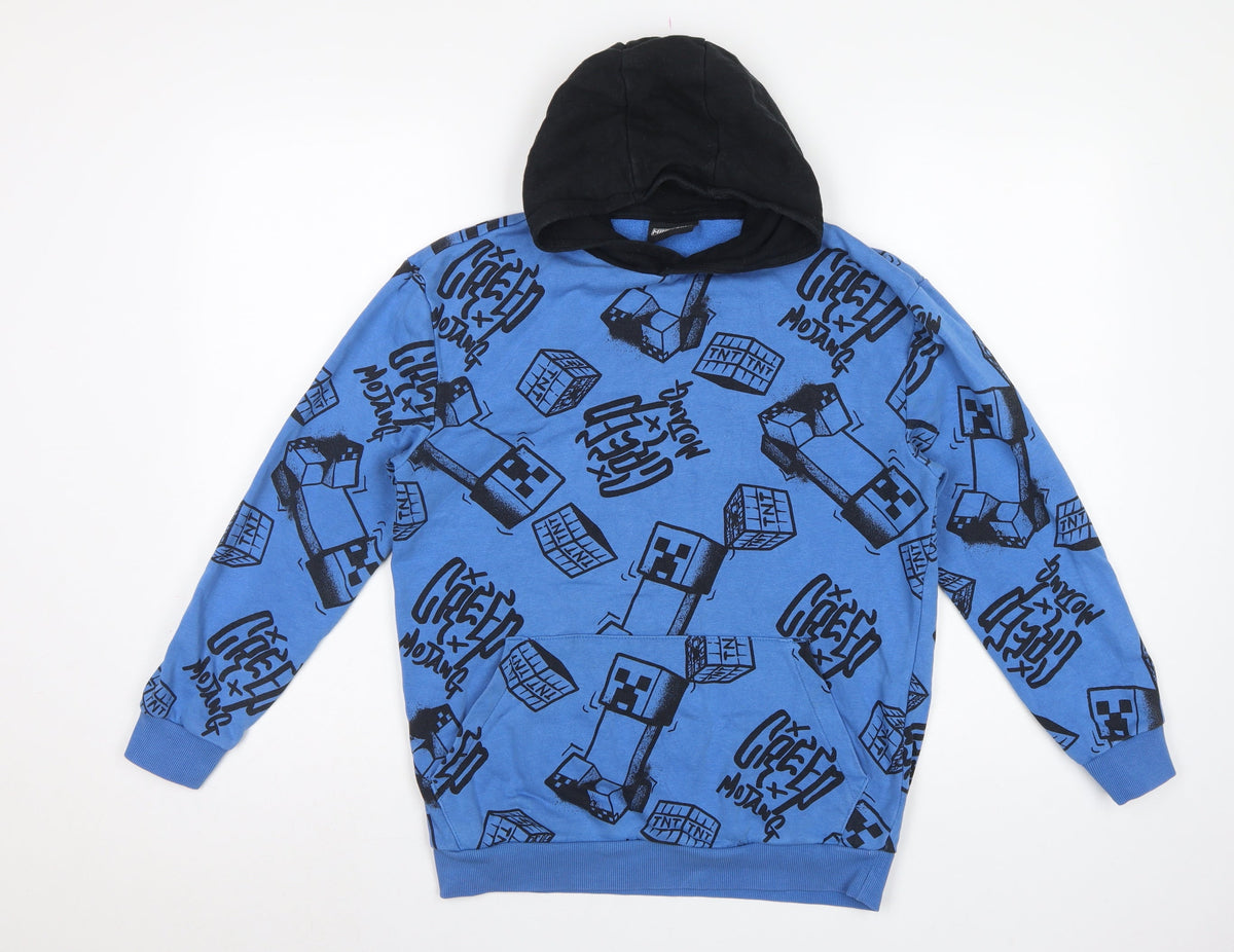Minecraft Boys Blue Creeper TNT Graphic Pullover Hoodie 12-13 Years