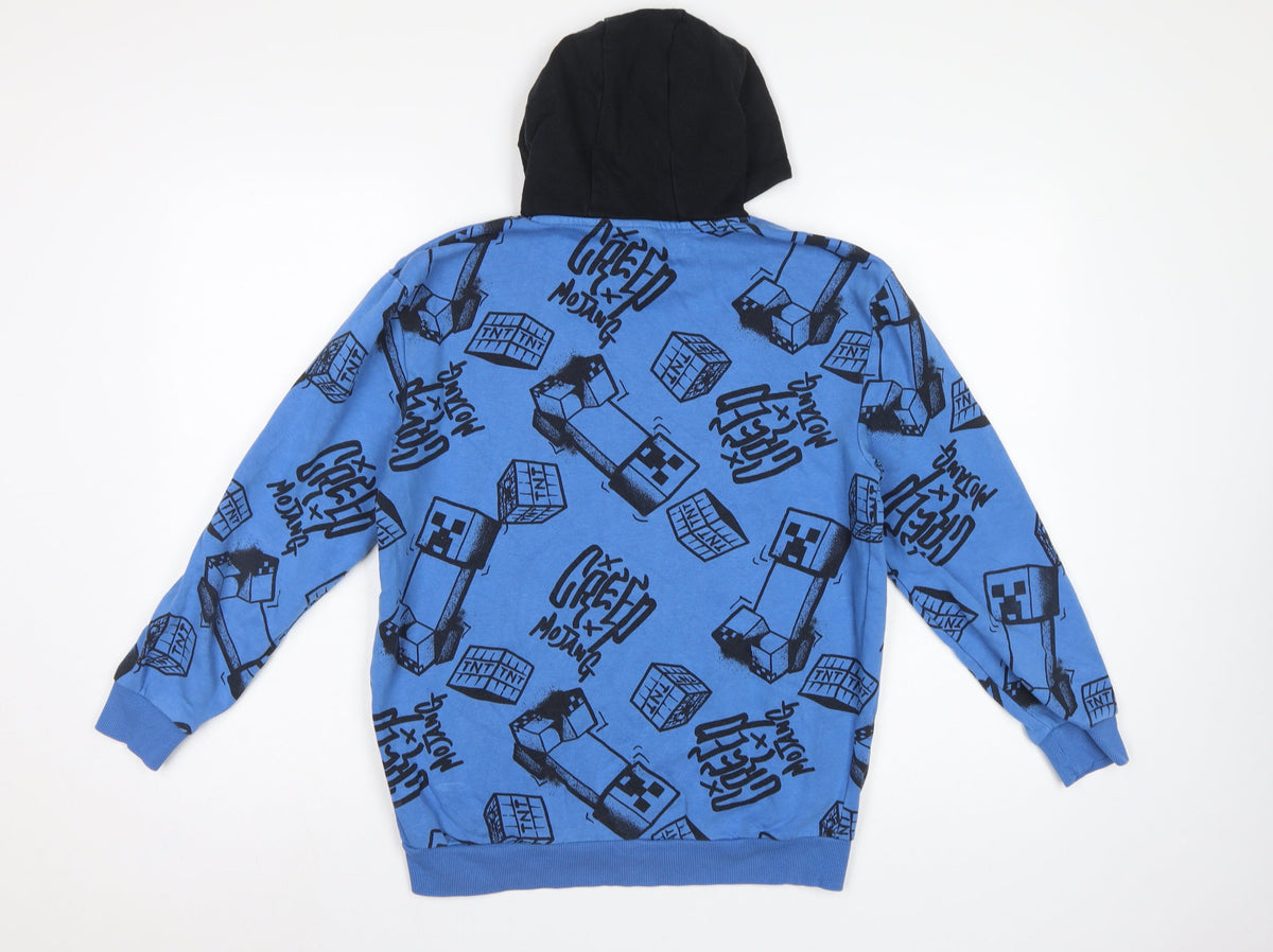 Minecraft Boys Blue Creeper TNT Graphic Pullover Hoodie 12-13 Years