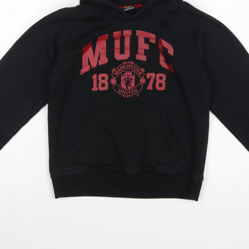 Manchester United Boys Black 12-13 Pullover Hoodie Football Graphic