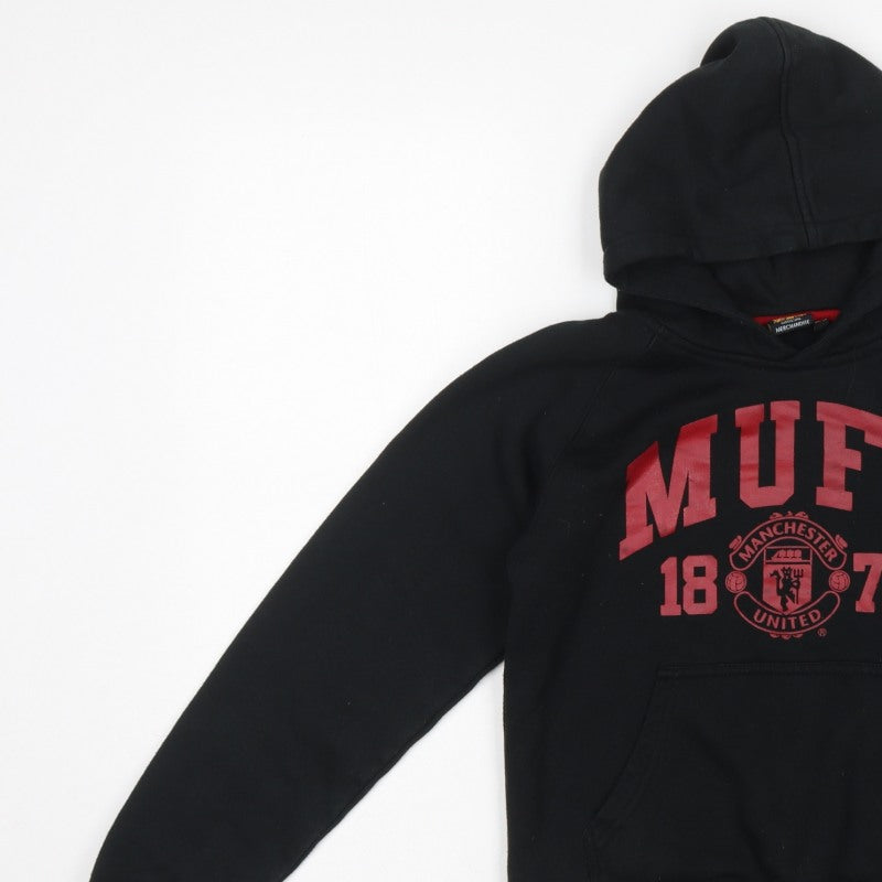 Manchester United Boys Black 12-13 Pullover Hoodie Football Graphic