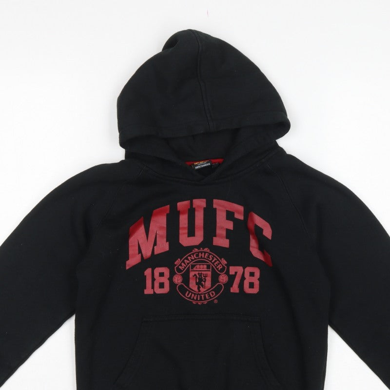 Manchester United Boys Black 12-13 Pullover Hoodie Football Graphic