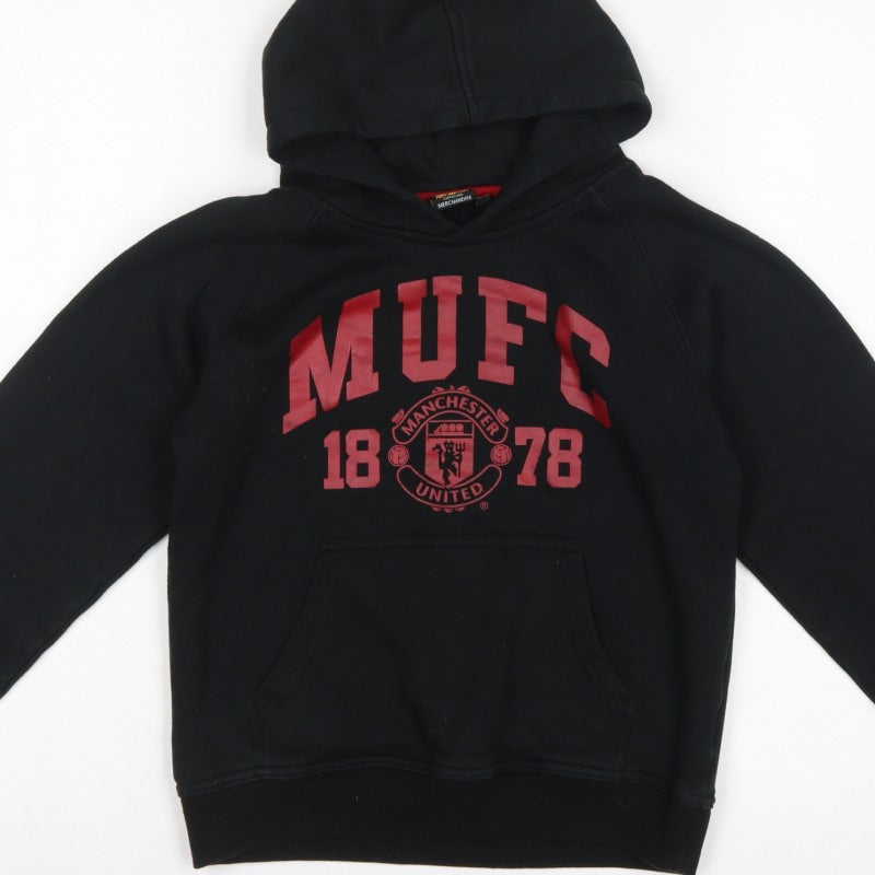 Manchester United Boys Black 12-13 Pullover Hoodie Football Graphic
