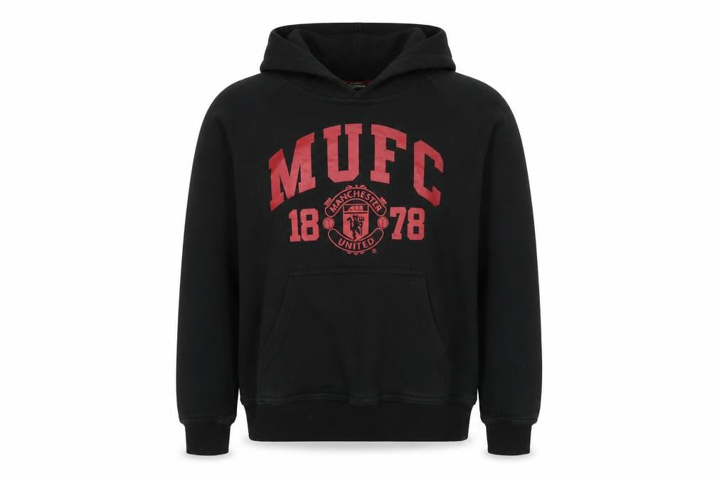 Manchester United Boys Black 12-13 Pullover Hoodie Football Graphic