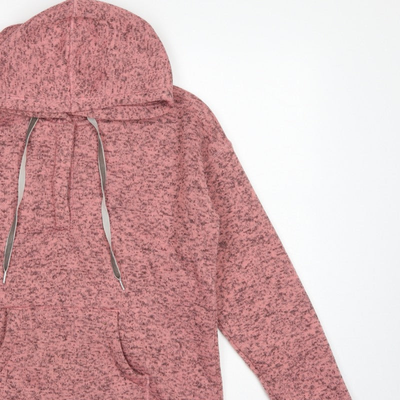 TU Women Pink Marl Hooded Pullover Sweatshirt Size 10 Pockets