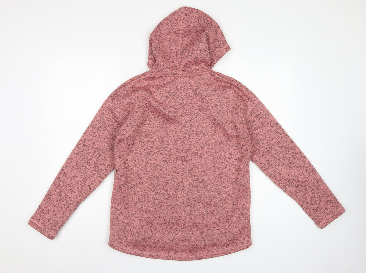 TU Women Pink Marl Hooded Pullover Sweatshirt Size 10 Pockets