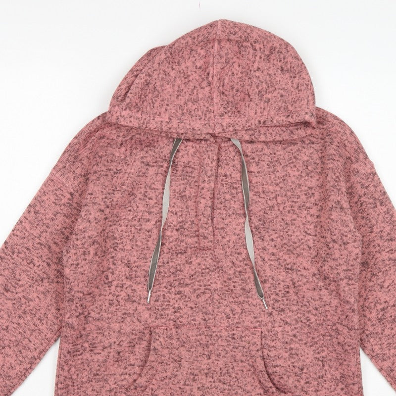 TU Women Pink Marl Hooded Pullover Sweatshirt Size 10 Pockets