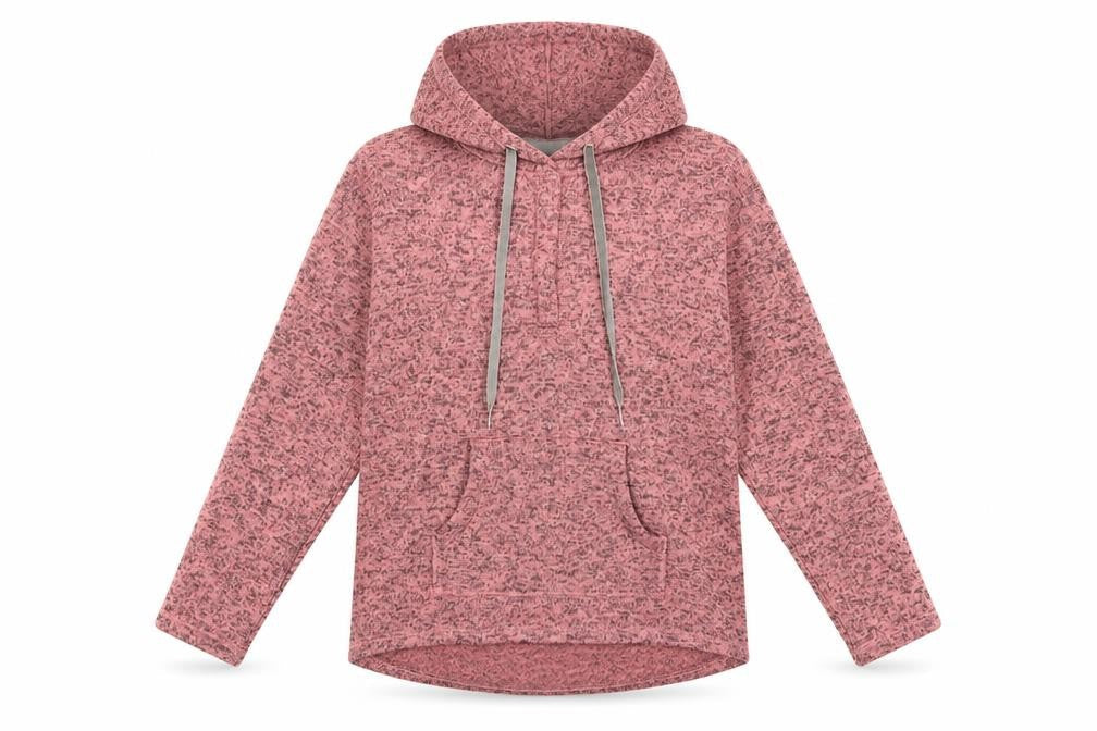 TU Women Pink Marl Hooded Pullover Sweatshirt Size 10 Pockets