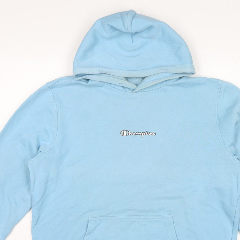 Champion Men Blue XL Pullover Hoodie Logo Fleece Kangaroo Pocket