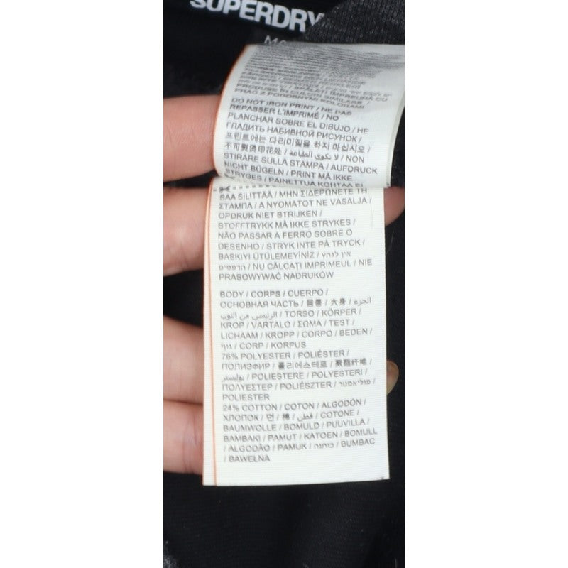 Superdry Sport Women’s Black Camo Hoodie S Pullover Zip Pockets