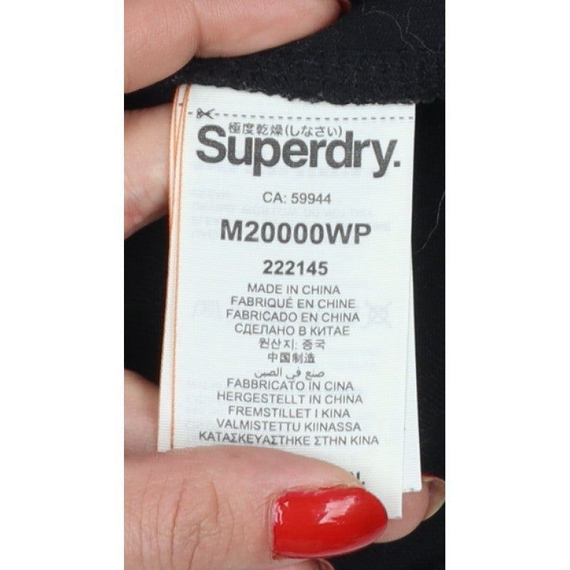 Superdry Sport Women’s Black Camo Hoodie S Pullover Zip Pockets