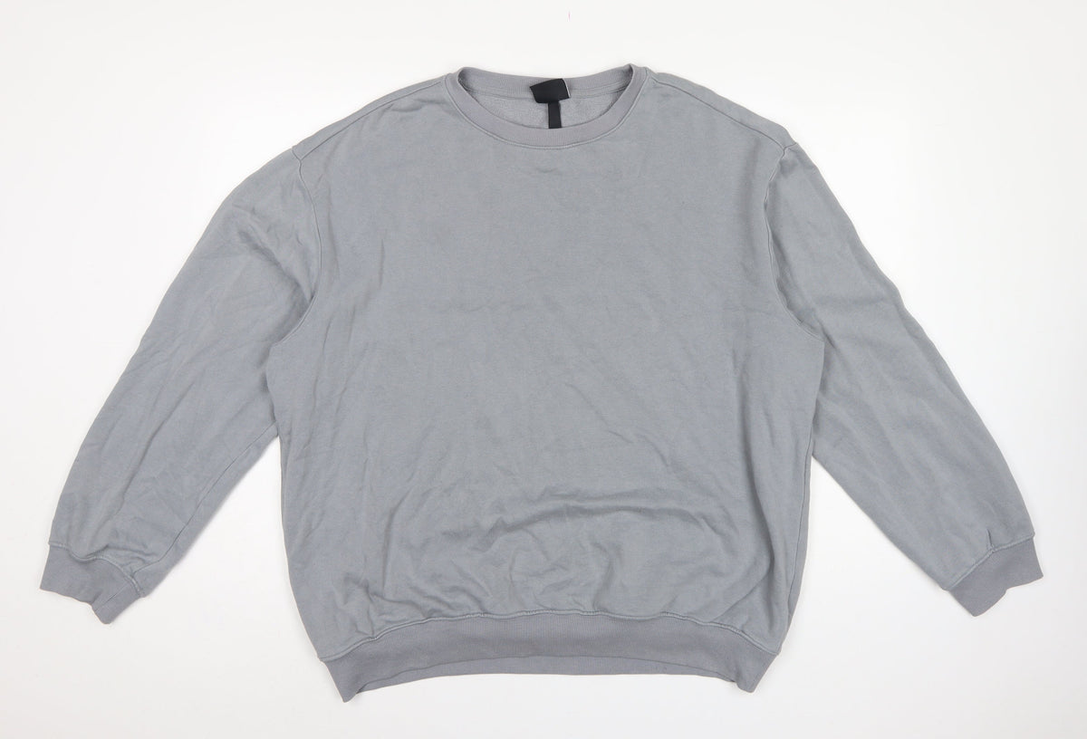 H&M Men’s Grey L Relaxed Fit Crew Neck Pullover Sweatshirt