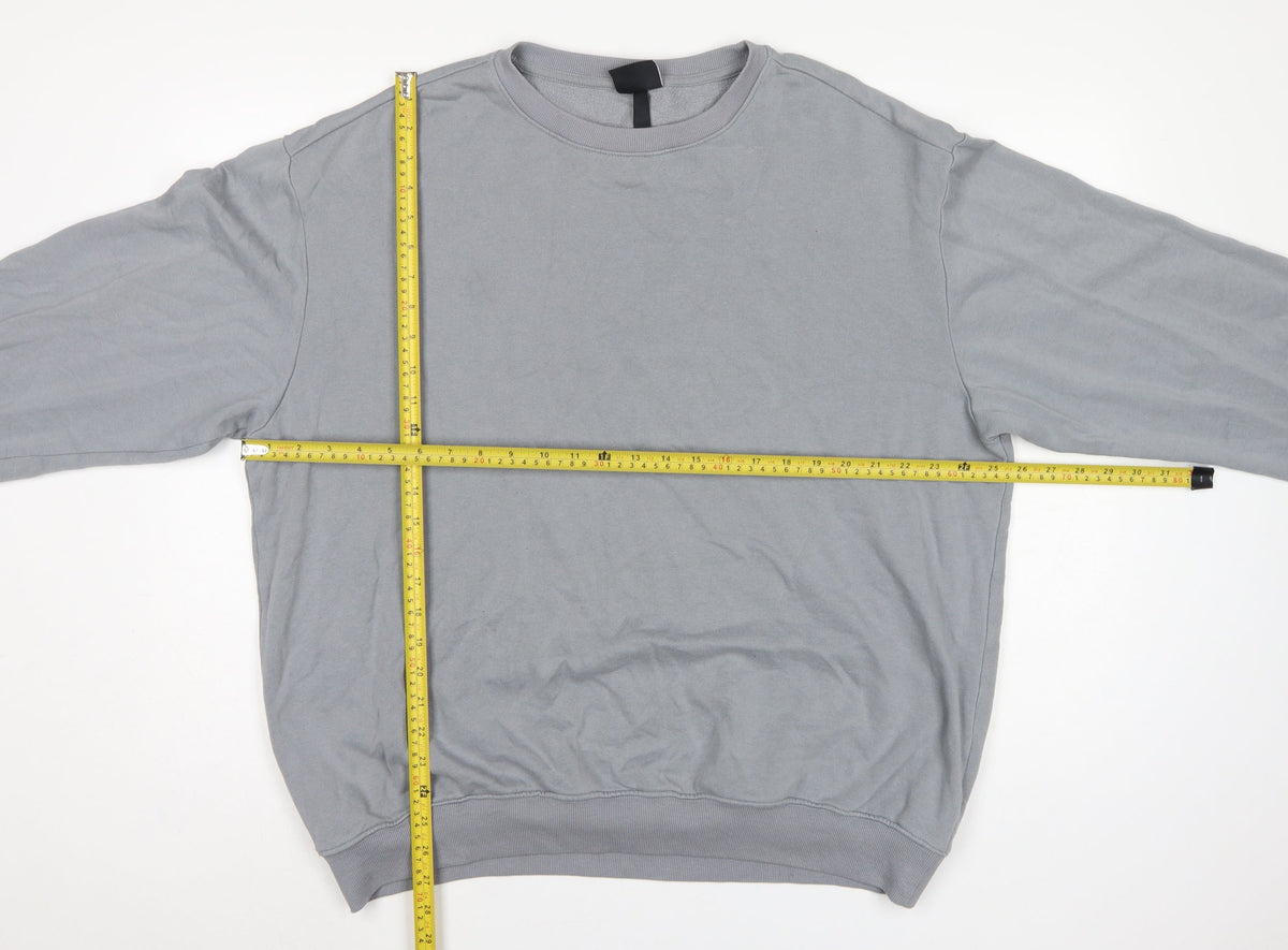 H&M Men’s Grey L Relaxed Fit Crew Neck Pullover Sweatshirt