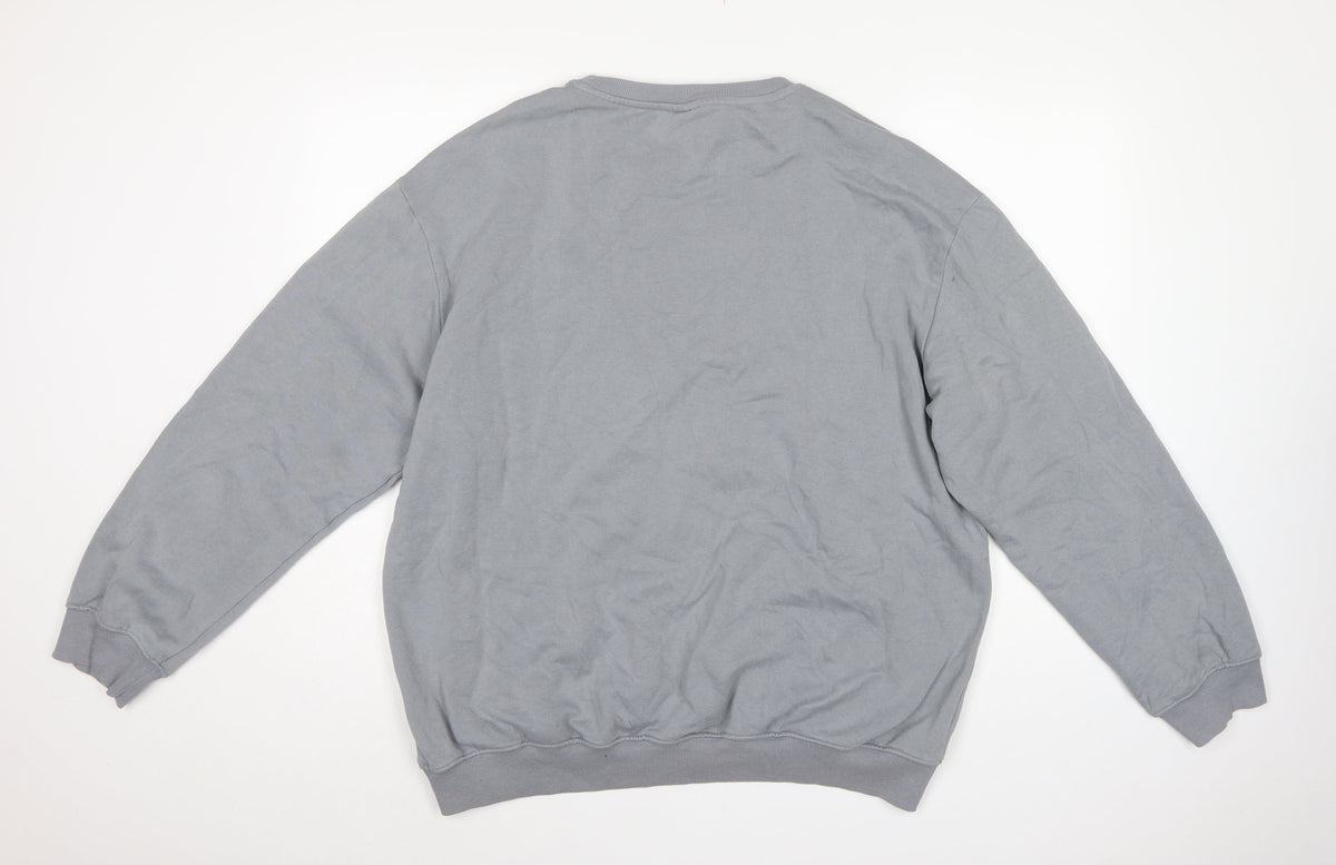 H&M Men’s Grey L Relaxed Fit Crew Neck Pullover Sweatshirt
