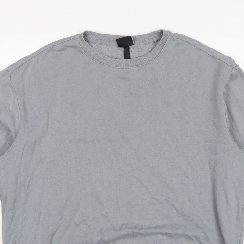H&M Men’s Grey L Relaxed Fit Crew Neck Pullover Sweatshirt