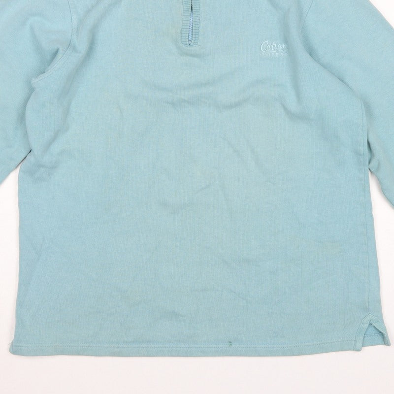 Cotton Traders Men’s Blue M 1/4 Zip High Neck Cotton Sweatshirt