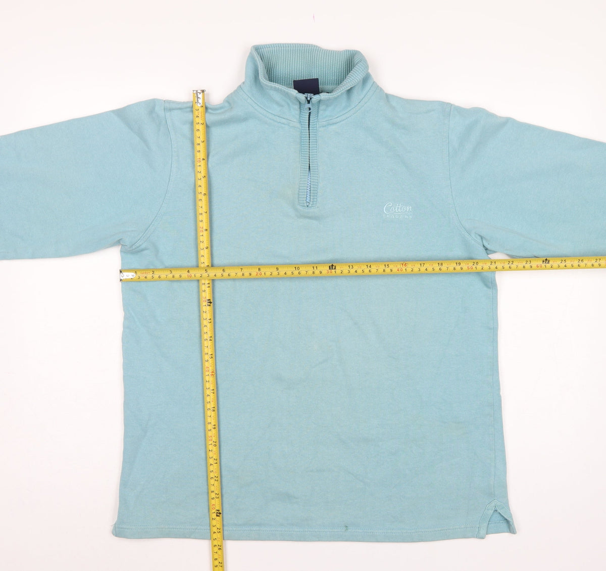 Cotton Traders Men’s Blue M 1/4 Zip High Neck Cotton Sweatshirt