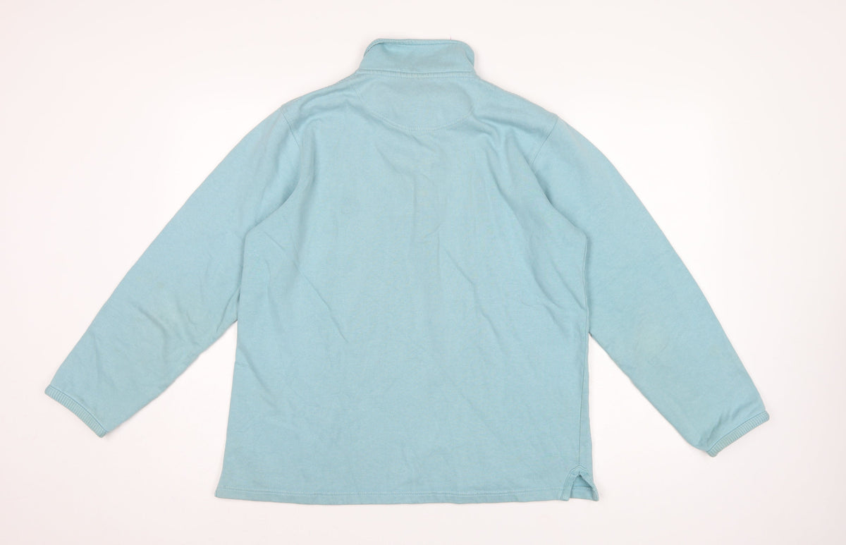 Cotton Traders Men’s Blue M 1/4 Zip High Neck Cotton Sweatshirt