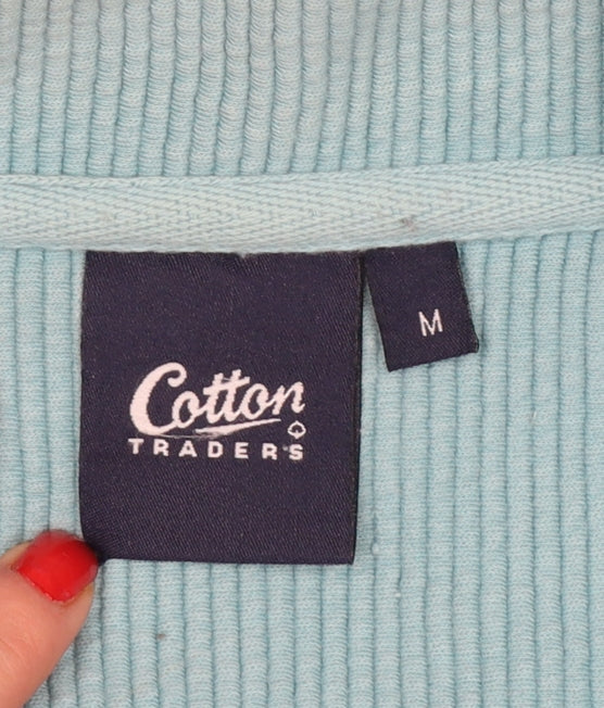 Cotton Traders Men’s Blue M 1/4 Zip High Neck Cotton Sweatshirt