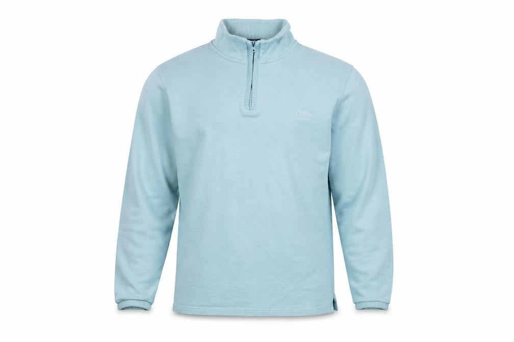 Cotton Traders Men’s Blue M 1/4 Zip High Neck Cotton Sweatshirt