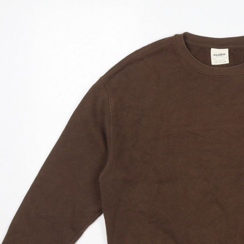 Pull&Bear Women’s Brown M Relaxed Crew Neck Fleece Sweatshirt