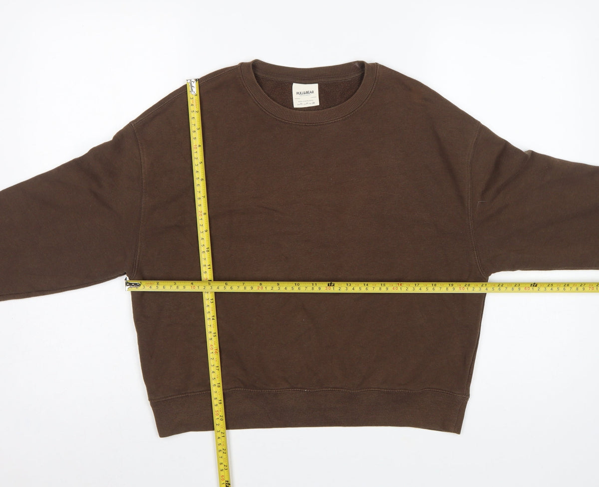 Pull&Bear Women’s Brown M Relaxed Crew Neck Fleece Sweatshirt