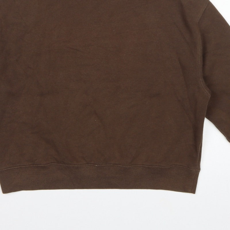 Pull&Bear Women’s Brown M Relaxed Crew Neck Fleece Sweatshirt