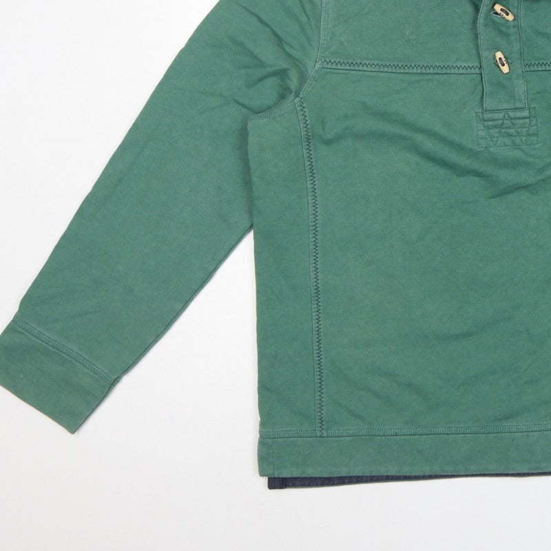 Fat Face Men's Green L Collared Button Henley Sweatshirt