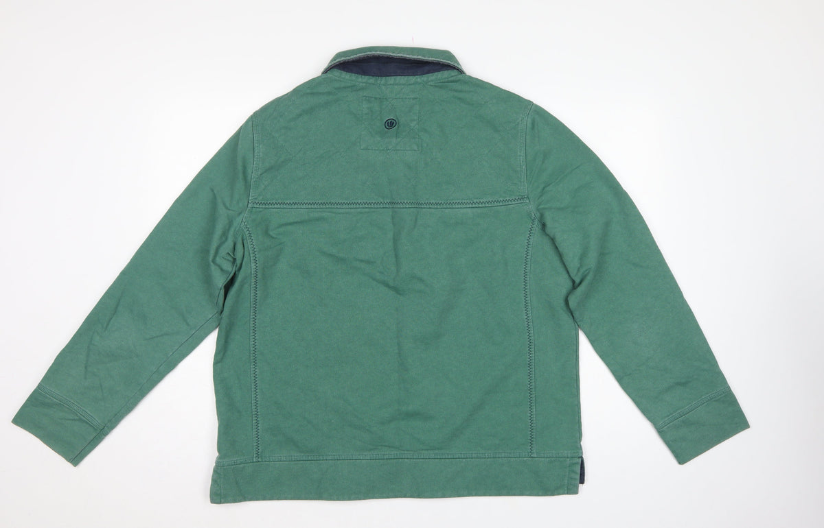 Fat Face Men's Green L Collared Button Henley Sweatshirt