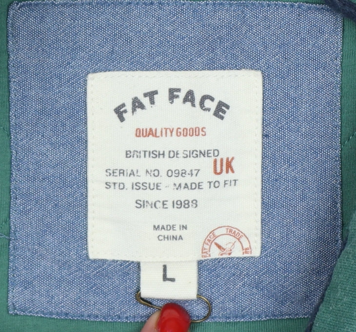 Fat Face Men's Green L Collared Button Henley Sweatshirt