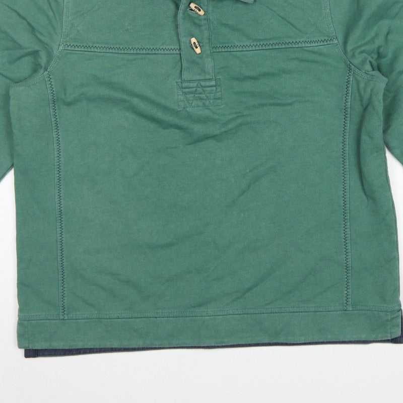 Fat Face Men's Green L Collared Button Henley Sweatshirt