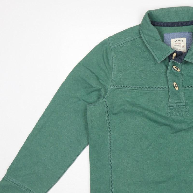 Fat Face Men's Green L Collared Button Henley Sweatshirt