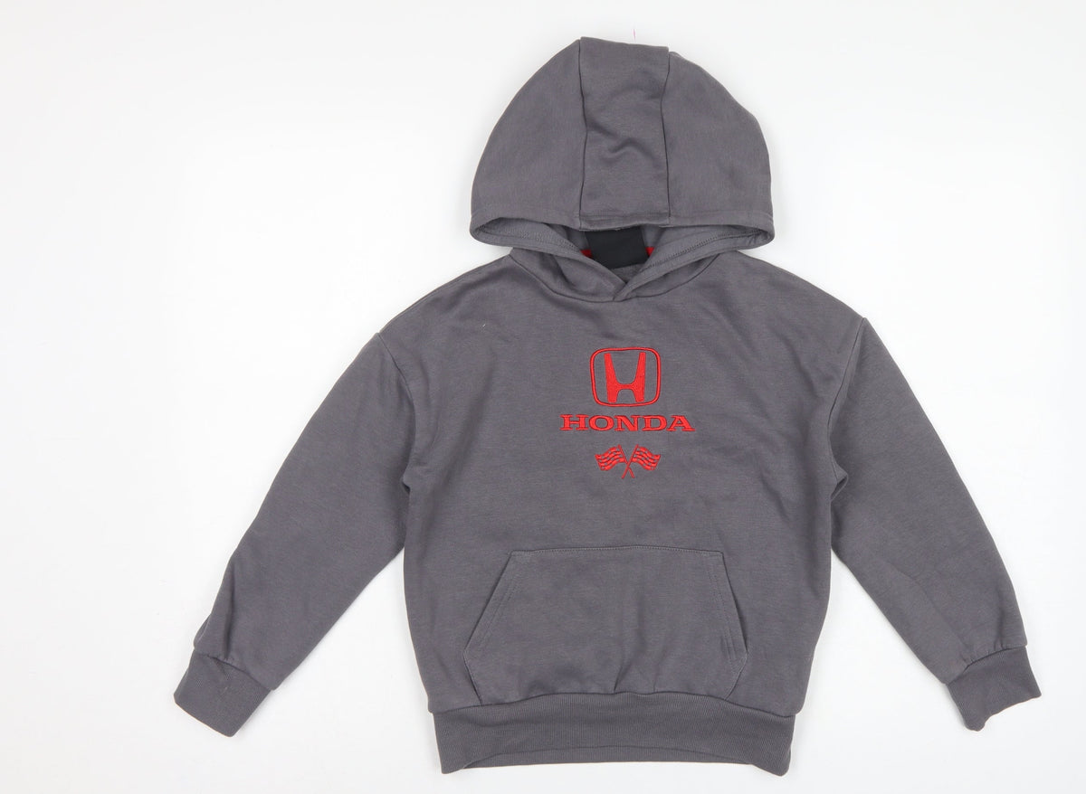 Honda Boys Grey 7-8 Years Pullover Hoodie Embroidered Racing Car