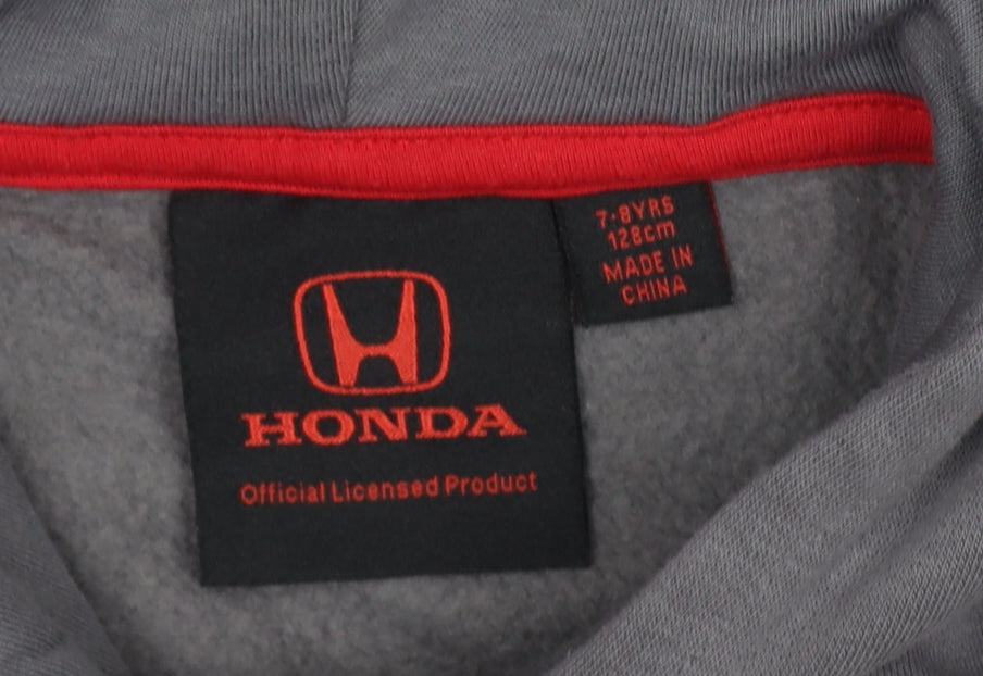 Honda Boys Grey 7-8 Years Pullover Hoodie Embroidered Racing Car