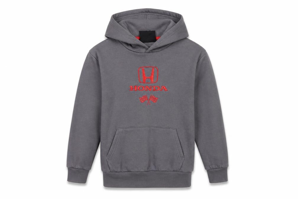 Honda Boys Grey 7-8 Years Pullover Hoodie Embroidered Racing Car