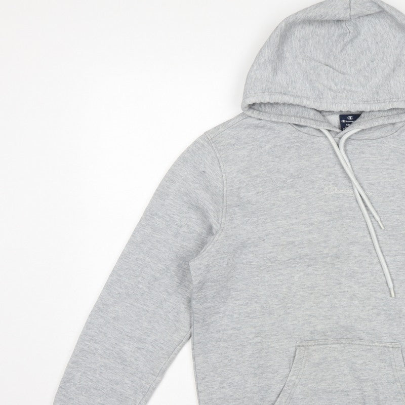 Champion Men's Grey Small Pullover Hoodie Logo Pocket Cotton Blend