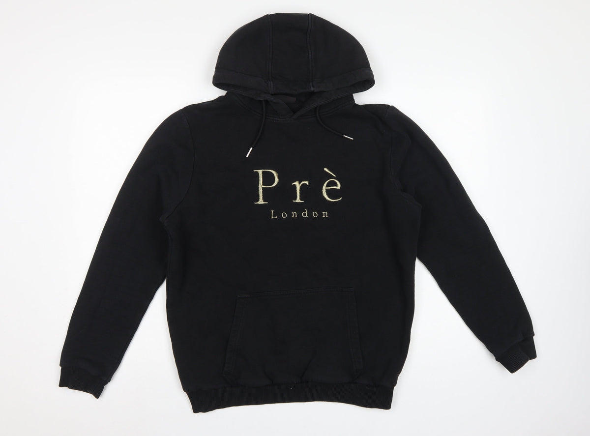 Pre London Men's Black M Pullover Hoodie Gold Embroidered Logo