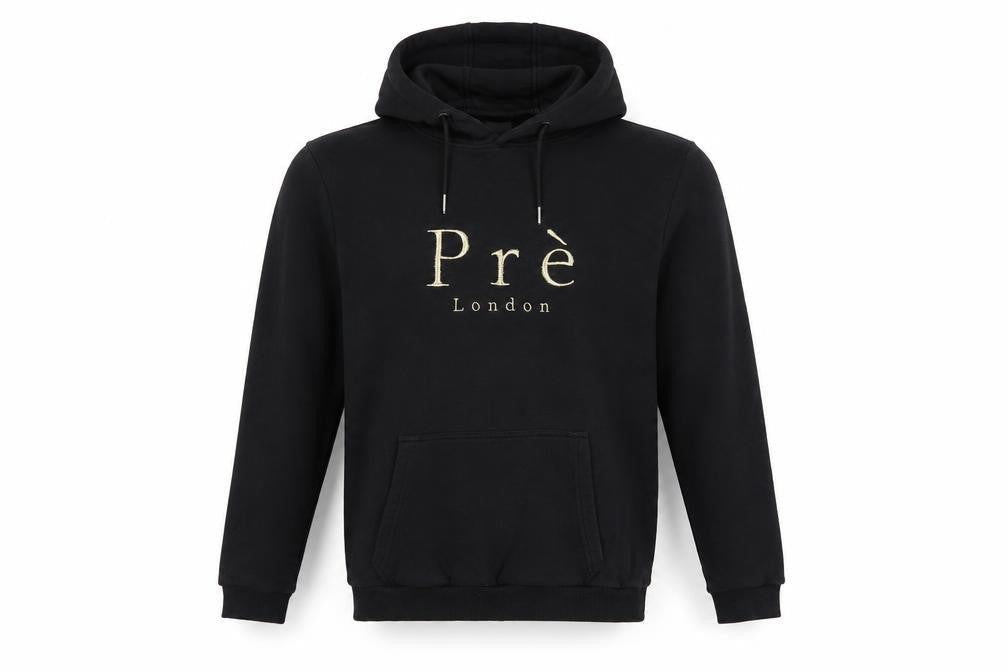 Pre London Men's Black M Pullover Hoodie Gold Embroidered Logo