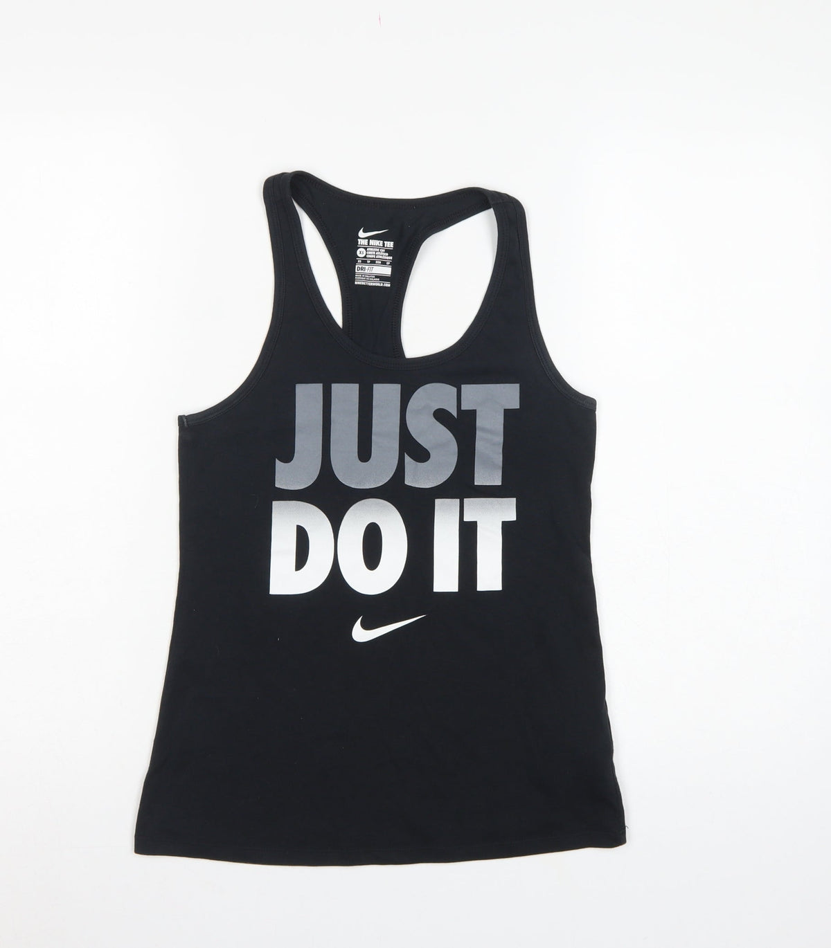 Nike Women Black XS Racerback Just Do It Dri-FIT Tank Top