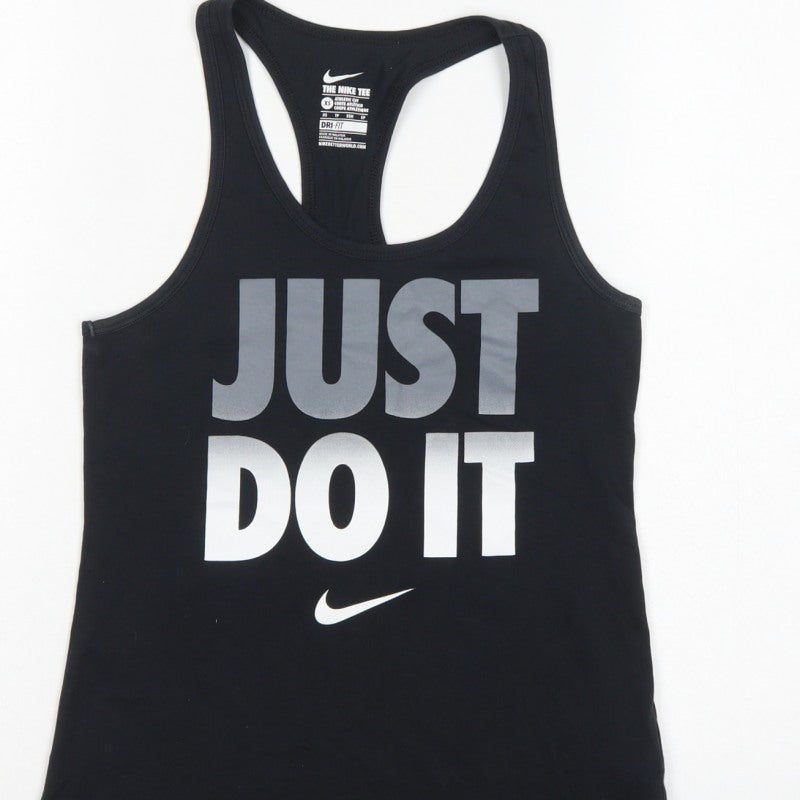 Nike Women Black XS Racerback Just Do It Dri-FIT Tank Top
