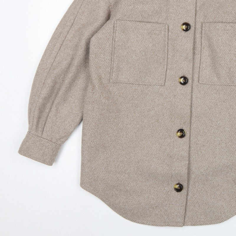 Primark Women Beige 2XS Herringbone Button Pocket Jacket
