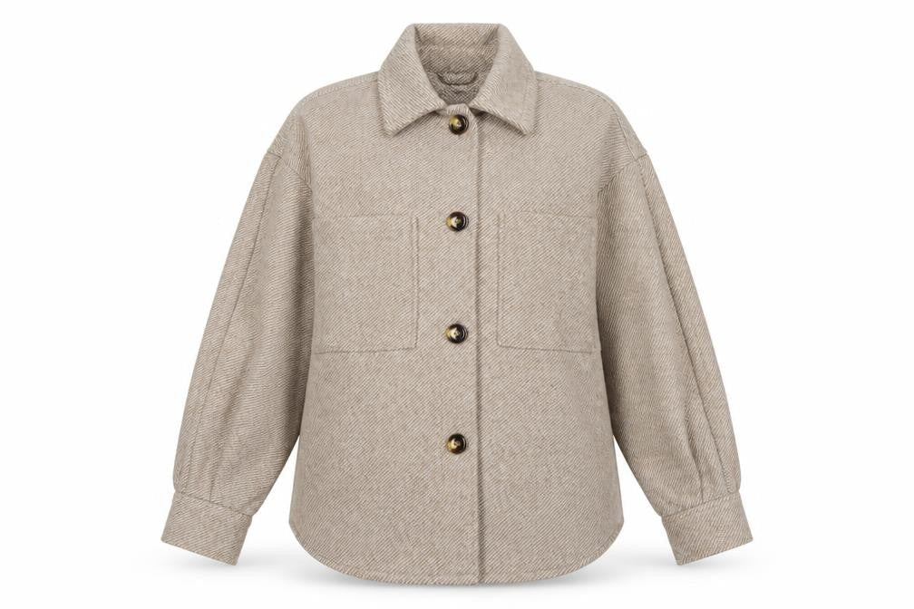Primark Women Beige 2XS Herringbone Button Pocket Jacket